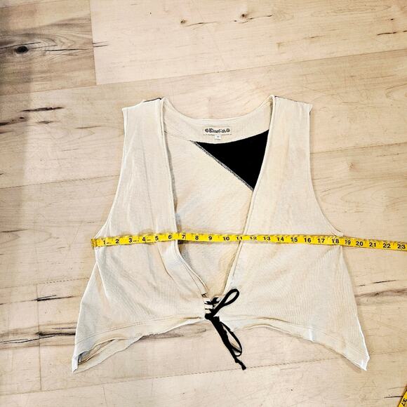 Blue Fish Crop Front Tie Triangle Lagenlook Vest - Picture 5 of 6